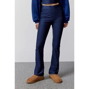 New All Access by Bandier‎ Harmony Jacquard Flare Pant Navy Blue Small